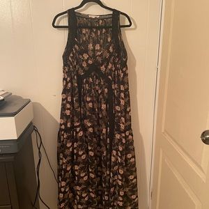 Grade and gather small black floral dress